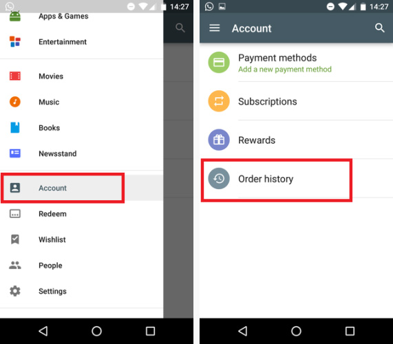 Account Order History.