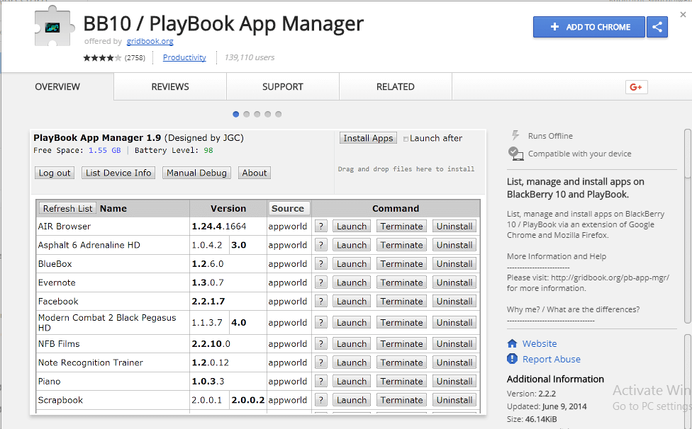 GooglePlay for blackberry snap